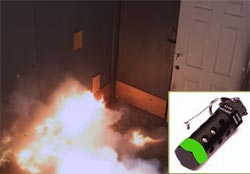 Flash-bang grenade detonates