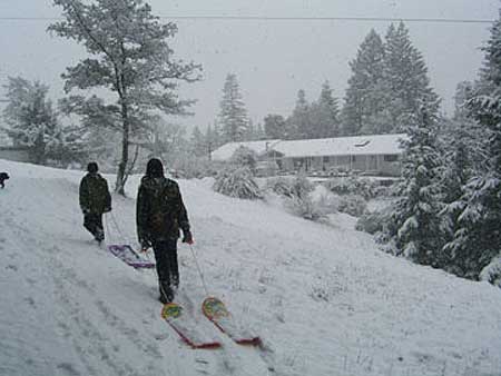 Heading home. That's the Duffy house in the background.