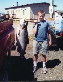 11 year old Ian Nourse and his 38 pound salmon