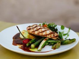Grilled Chicken with Pineapple-Peach Sauce