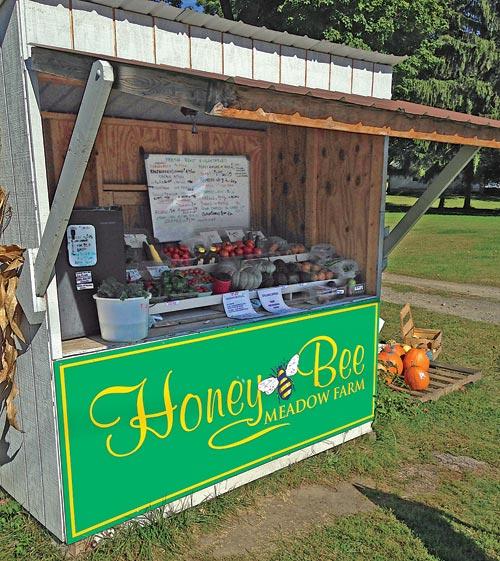 A small, but practical, homemade shed for a roadside stand.