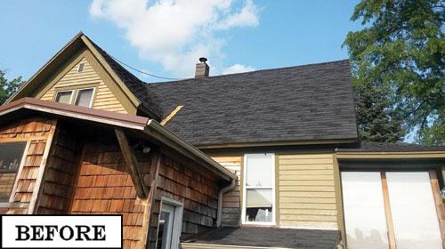 roof with two layers of shingles, before the metal roof installation