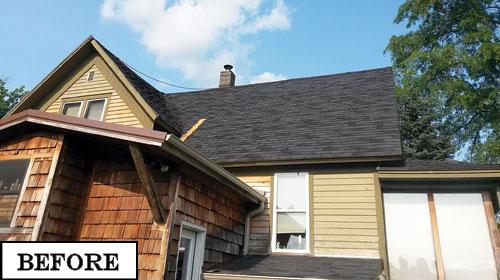 roof with two layers of shingles, before the metal roof installation