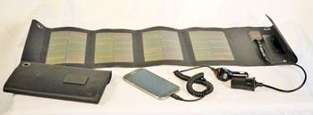 Most fold-up solar chargers come with multiple charging adapters.