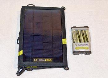 This 7-watt Goal Zero solar module comes with multi-battery charger.