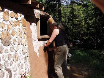 Troweling on the final “color” coat