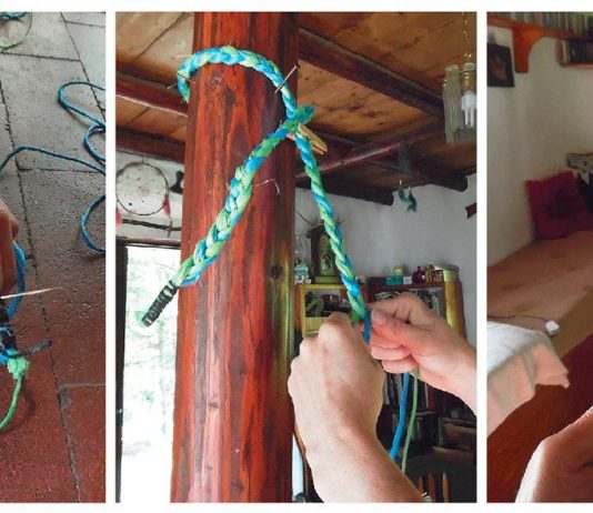 Make coiled rugs from scrap material