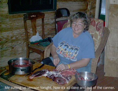 Cutting up venison.