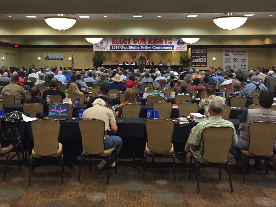 Photo of the audience and the stage from the Gun Rights Policy Conference 2016