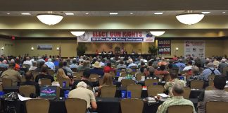 Photo of the audience and the stage from the Gun Rights Policy Conference 2016