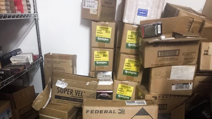 Cases of ammo in storage