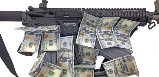 AR-15 Rifle with Magazines and $100 bills