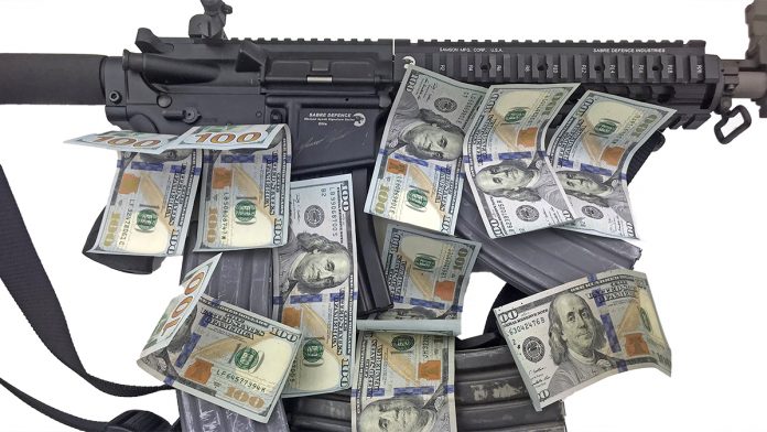 AR-15 Rifle with Magazines and $100 bills