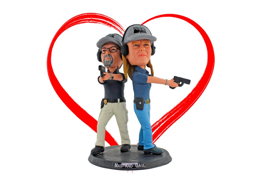 Bobblehead of Mas and Gail with Heart