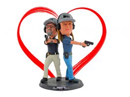 Bobblehead of Mas and Gail with Heart