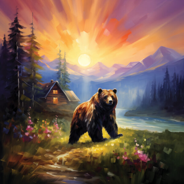 Art Print: Bear Sunrise - 12x12 in