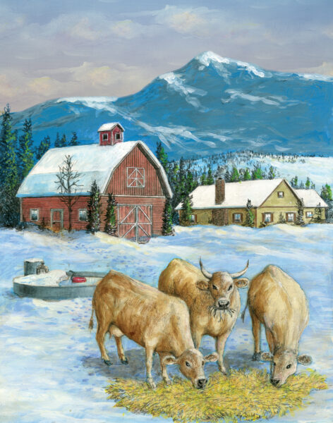 Art Print: Cold, Hungry Cows - 11x14 in