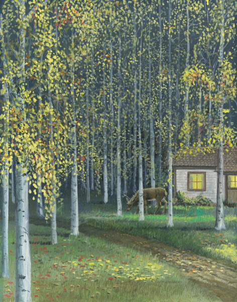 Art Print: Birch Forest Cottage - 11x14 in