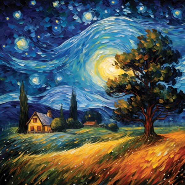 Art Print: Starry Night Field - 12x12 in