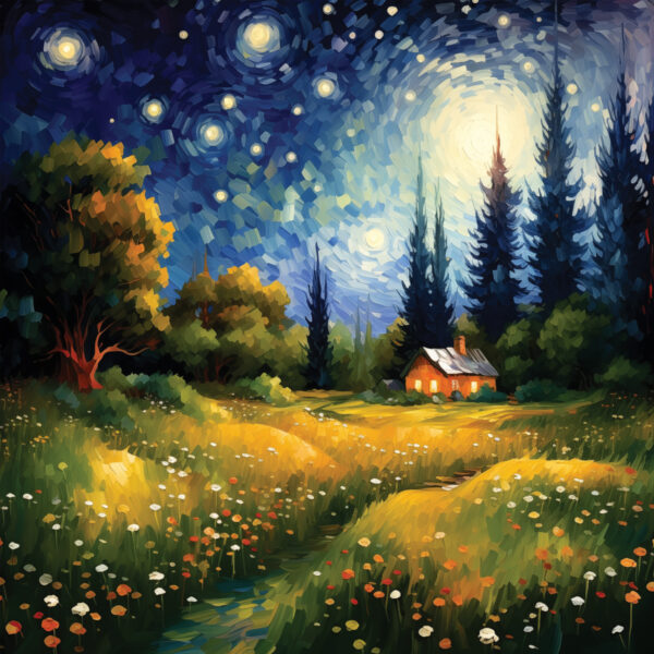 Art Print: Backwoods Starry Night - 12x12 in